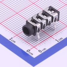 PJ-313B6-B 音频连接器 3.5mm耳机座 卧式6脚 4节黑色