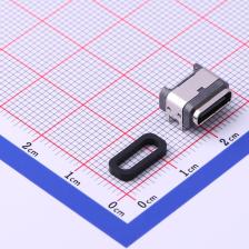 918-418K2023S40021 USB连接器 Type-C 母座 卧贴 防水双包壳有柱