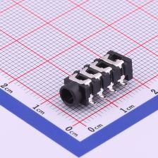 PJ-313E8-B-SMT 音频连接器 3.5mm耳机座 卧式贴片8脚 4节黑色