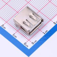 HX AF 90D CBJB USB连接器 USB母座 A母 90度 沉板弯脚卷边白胶有