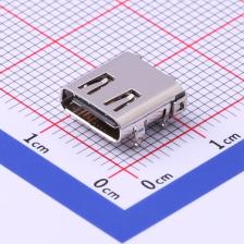 918-418K2023C40002 USB连接器 Type-C 母座 弯插 有柱有弹端子前