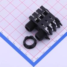 PJ-625K 音频连接器 6.35mm耳机座 双声道 全塑胶 全牙 双层 间距