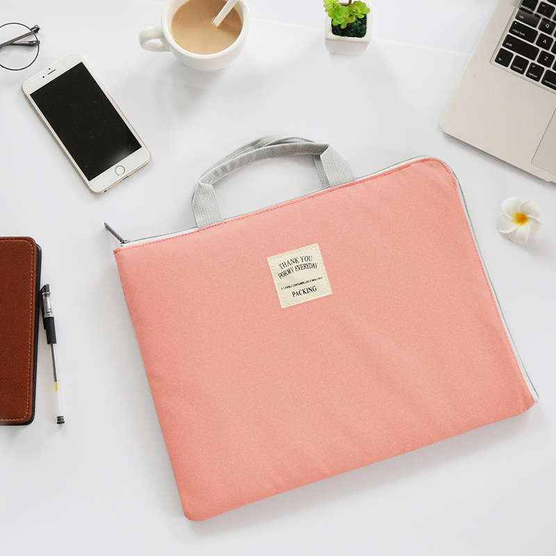 A4手提文件袋拉链帆布补课补习试卷资料袋公文包女学生韩国小清新