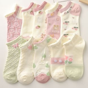 袜子女短袜夏季 ins潮百搭可爱日系学院风浅口船袜学生不掉跟 薄款