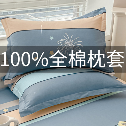 100%全棉枕套纯棉枕头套一对装