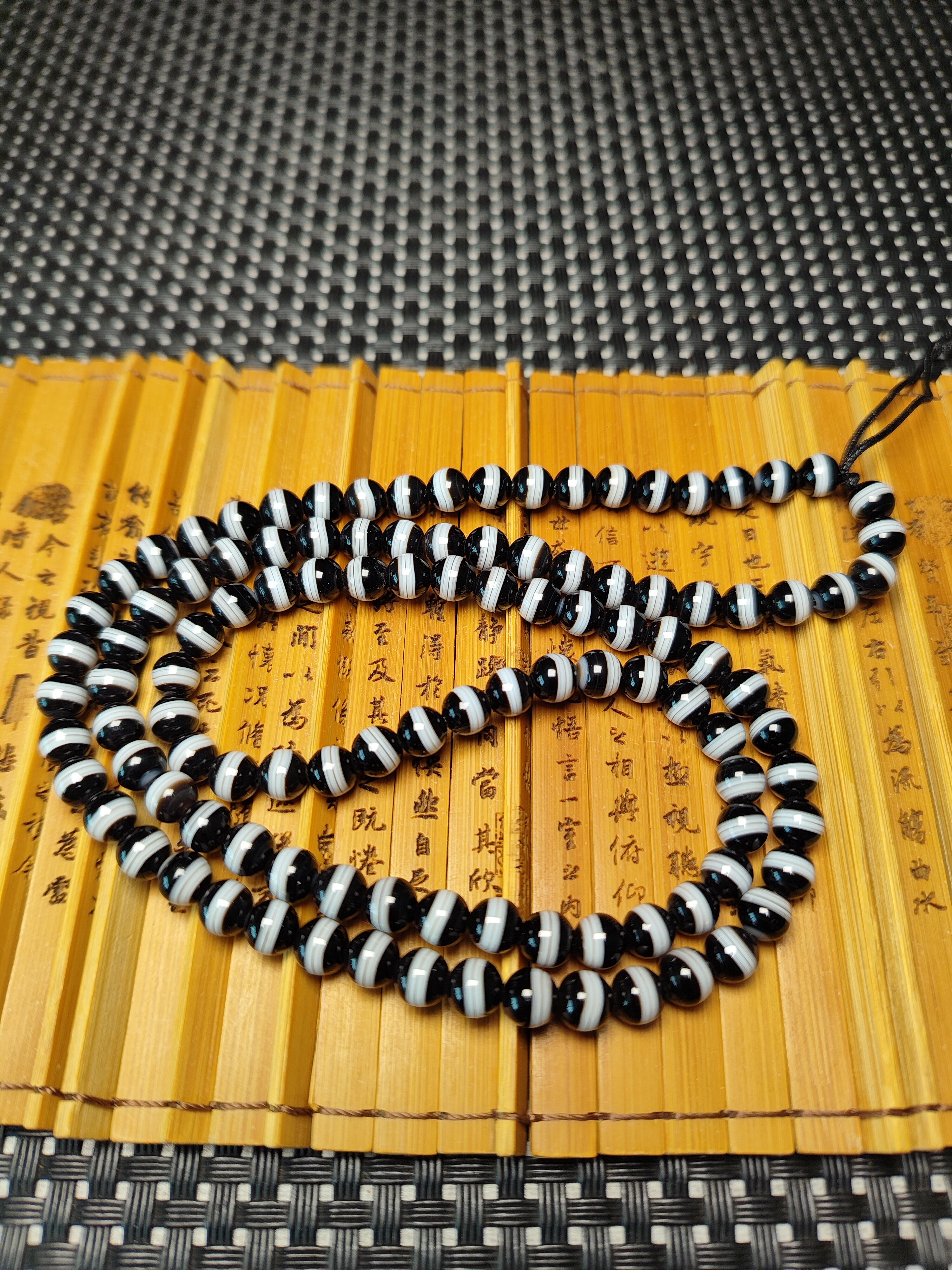保真天然玛瑙一线药师，黄糖暗糖108佛珠项链，6毫米珠，精品一线