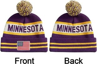 维京人 爱国者  美国国旗城市刺绣经典绒球袖口无檐帽翻边冬季帽