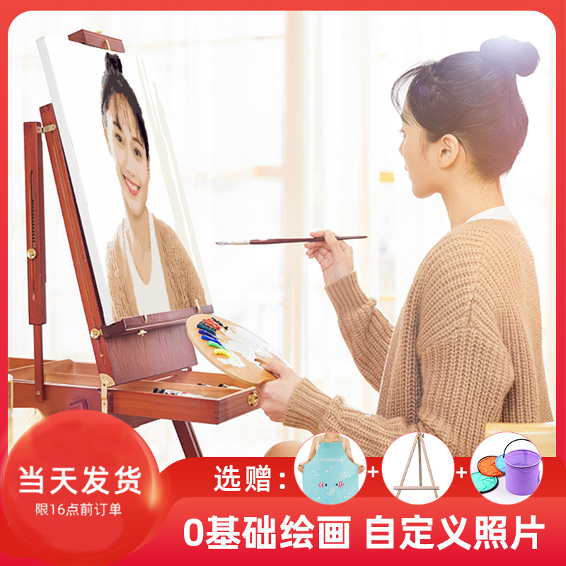 数字油画定制diy人物照片填色油彩手绘减压画丙烯油彩画装饰挂画图片