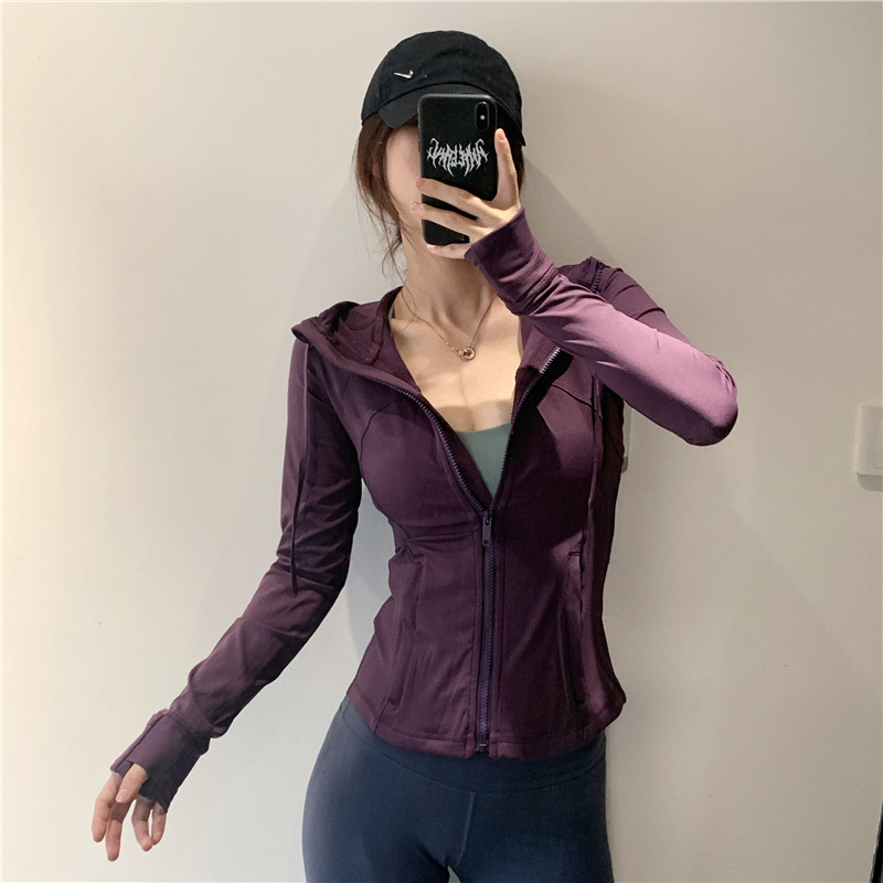 恬恬君 瑜伽服外套女修身连帽春秋跑步运动上衣普拉提健身服长袖
