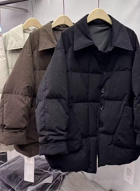 依诺翻领羽绒服女2025冬季中长款加厚90白鸭绒加厚大口袋保暖外套