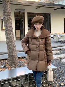 欧货大翻领白鸭绒羽绒服女2023冬季超厚保暖娃娃领减龄外套伊丽叶