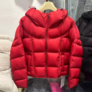 90绒伊凡娜红色短款连帽羽绒服女2026冬季巨好看的白鸭绒保暖外套