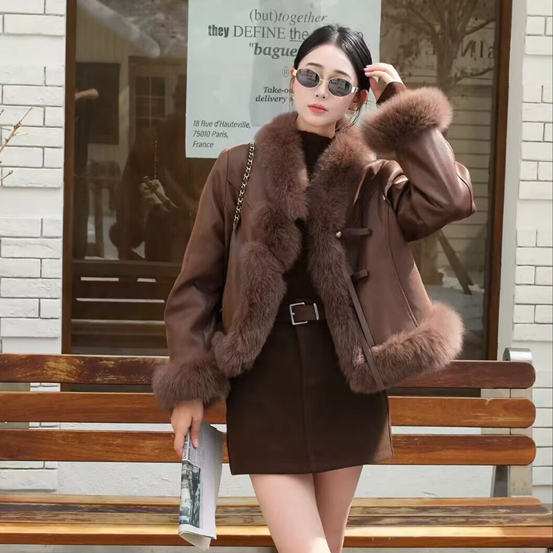 皮草羽绒服女冬收腰加厚外套糖宝