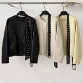 波点飘带小个子宽松休闲百搭长袖 皮衣女春季 外套 短款 发财6802韩版