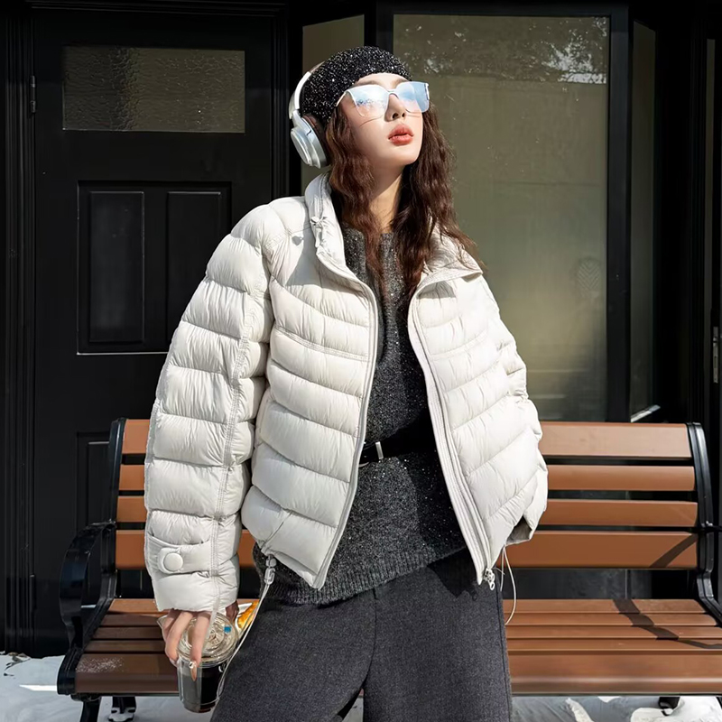 韩版90白鸭绒排骨羽绒服女欧色伽