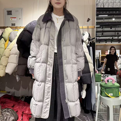 幸运阁08219灯芯绒翻领羽绒服