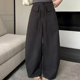 长裤 TTB 休闲裤 女抽绳垂感显瘦弯刀裤 子 9015通勤风高腰直筒阔腿裤
