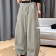 长裤 米荔慵懒风灰色阔腿裤 休闲裤 宽松显瘦配腰带弯刀裤 女2026春季