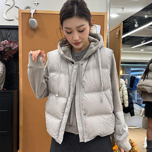 90白鸭绒马甲卫衣套装四季青品牌