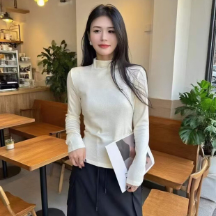 T恤2025新款 内搭长袖 简约可外穿上衣诱惑你 女秋修身 半高领打底衫