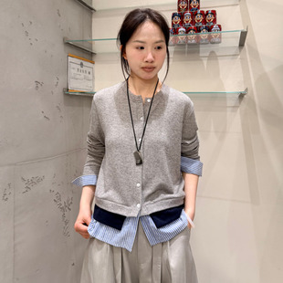 假两件针织开衫女短款2026春装新款韩系撞色拼接设计感薄款外套