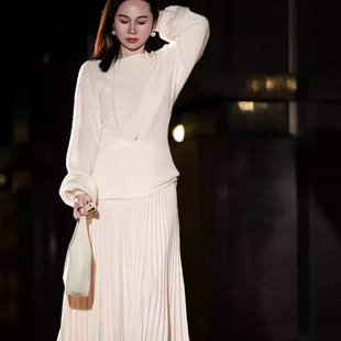 百褶百搭半裙HK4367X 百搭慵懒风混纺针织衫 韩版 15小时冬套装