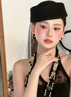 T M｜jennie珍妮同款造型小野猫帽子项链耳饰