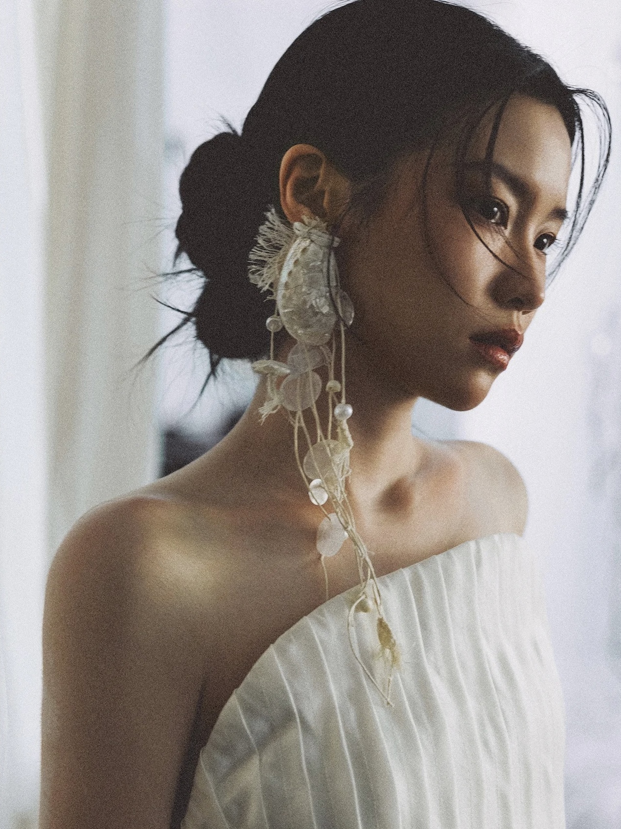 TM｜E24高级手作海螺贝壳破碎感长流苏（单边