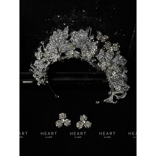 TM｜“鎏光冠 ”碎钻手作软皇冠新娘头饰礼服皇冠重工三件套