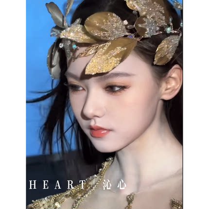 TM｜“雅典娜女神”刘超老师同款复古金羽翼作额饰发带新娘