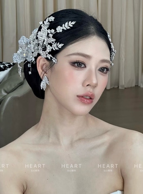 TM｜树叶合金水钻新娘侧边夹