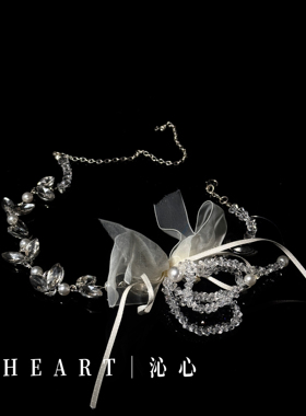 TM｜手作蝴蝶结水钻纱花项链