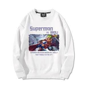DC漫画超人联名七龙珠赛亚人布罗利动漫周边秋冬加绒卫衣男装潮牌