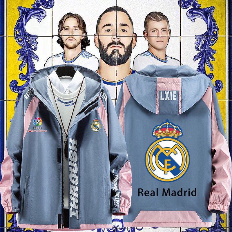 皇家马德里足球俱乐部定制男装训练服同款宽松夹克拉链上衣外套春