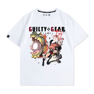 罪恶装备动漫周边梅喧开炮联名学生短袖上衣夏季纯棉落肩T恤男装