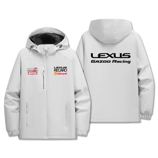 雷克萨斯汽车周边加绒男装夹克GR赛车服秋冬季防风外套连帽冲锋衣