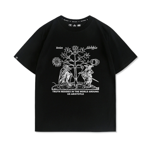 萨特哲学家苏格拉底卢梭罗素维根斯坦名言穿搭夏短袖T恤纯棉男装