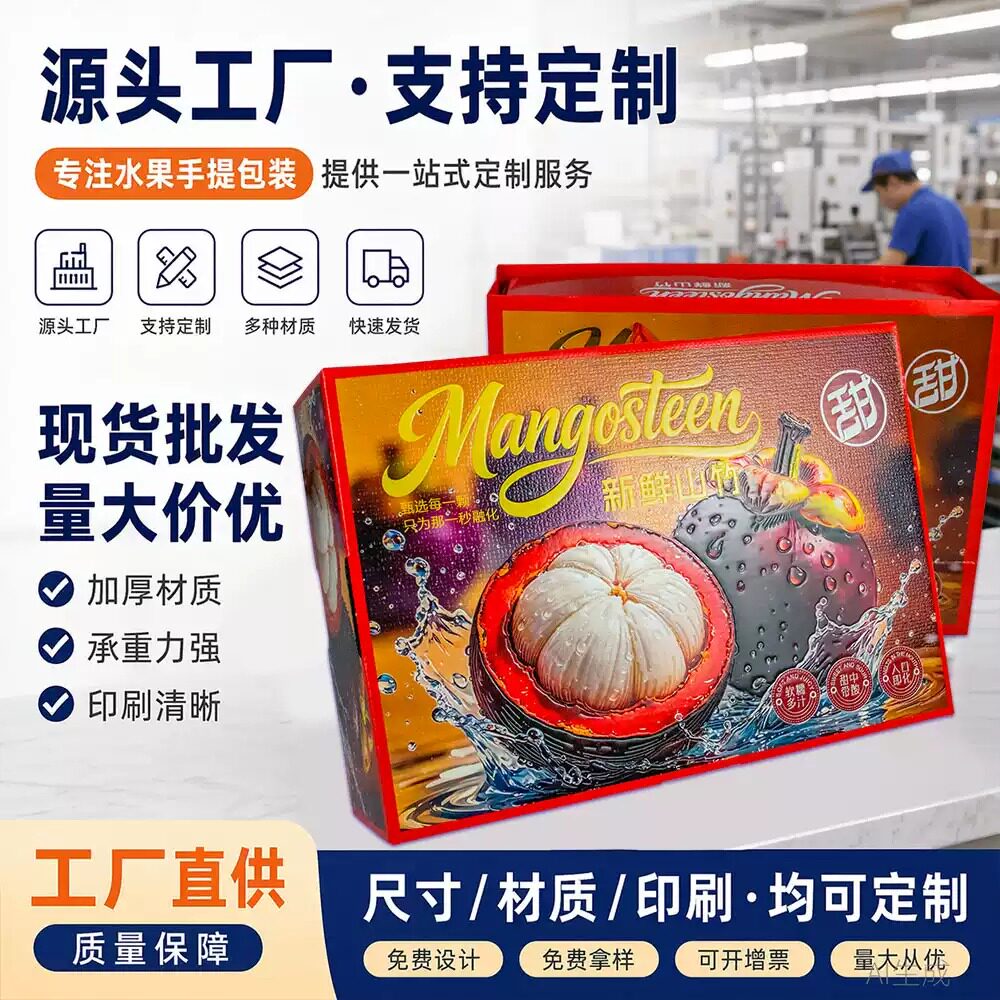 山竹包装盒高档礼品盒5斤装可定制手提瓦楞通用水果礼盒空纸盒子