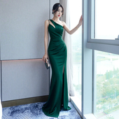 晚礼服女2025新款 高级感宴会主持人鱼尾长裙气质显瘦斜肩性感修身