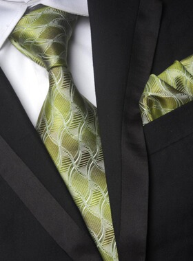 出口外贸MECCA原单桑蚕丝男士商务正装真丝领带+方巾纳米定型N06