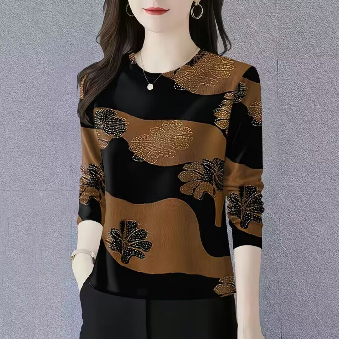 打底衫新款时尚简约秋冬薄圆领大码爆款内搭长袖T恤上衣女装潮