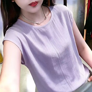 夏季大码人造棉T恤白色休闲打底女士夏天外穿春夏纯色宽松巨舒服