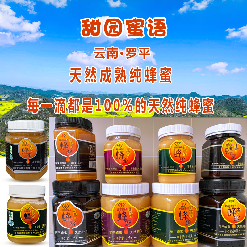 云南罗平旅游食品自然成熟纯油菜蜂蜜野生冬蜜百花苕花蜜饵块蘸料