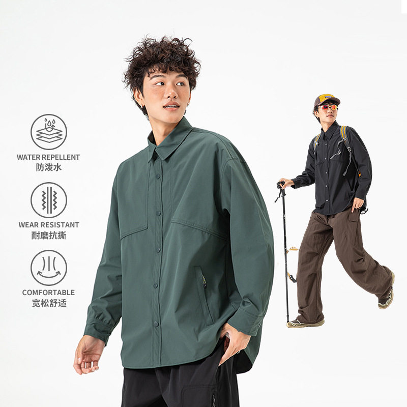 IZEXX潮牌户外登山三防泼水长袖衬衫男女款徒步轻轻量化工装衬衣