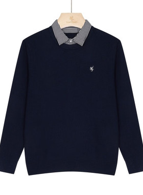 保罗·彼得 专柜同款男士简约百搭学院职场假两件针织衫MMDC48860