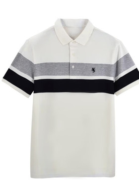 专柜同款 男士T恤短袖翻领条纹半袖POLO衫 NECB94450