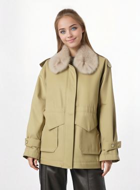 保罗彼得 专柜同款 女子舒适保暖百搭加绒工装外套DSCD34330