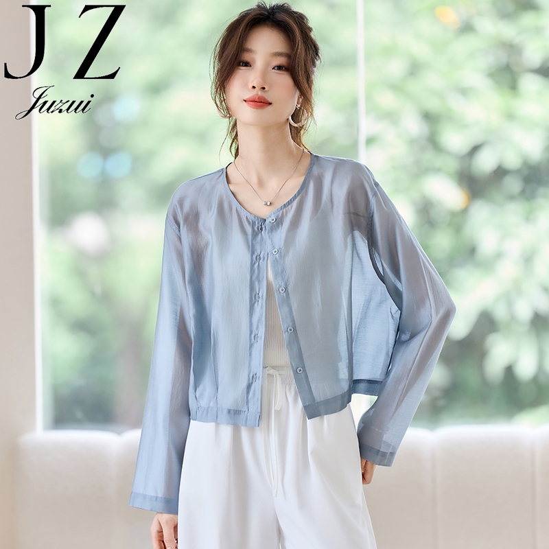 玖姿女装2025夏季短款外套防晒衣