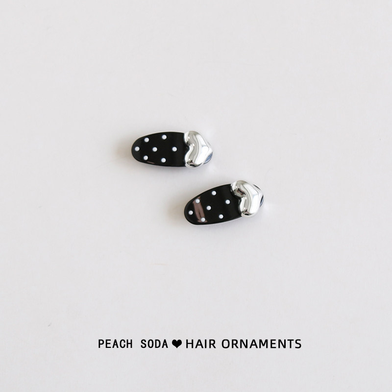 韩版银色爱心黑色波点侧边发夹刘海夹复古百搭前额碎发夹子女头饰,饰品/流行首饰/时尚饰品新,发饰,淘宝优惠券,粉丝福利购,淘宝优惠卷