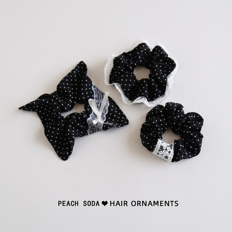 温柔高级感波点方巾发圈大肠圈